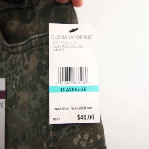 Gloria Vanderbilt Green Camouflage Pants Slimming Stretch Jeans Size 16 NWT - Picture 6 of 12